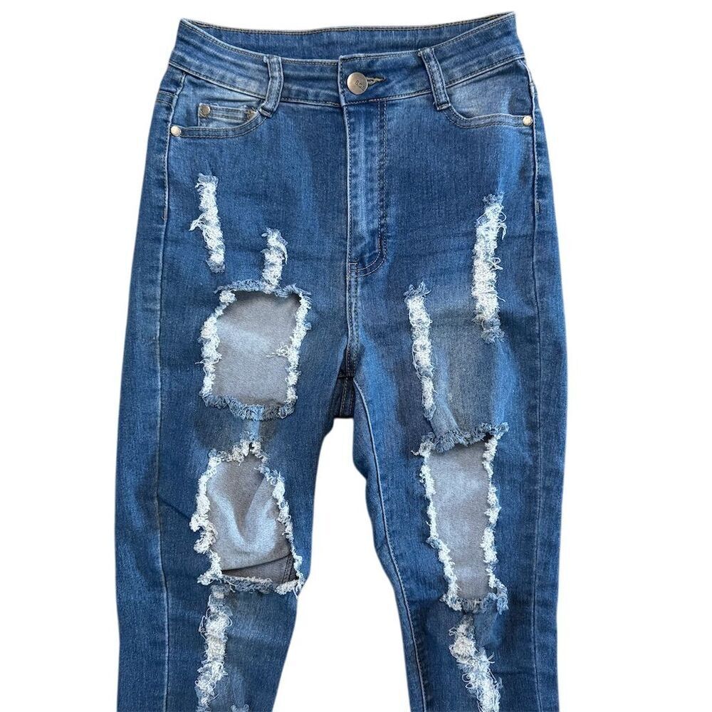 BOB Distressed Skinny Jeans Blue Denim Women's Size 7/8 - Picture 2 of 6